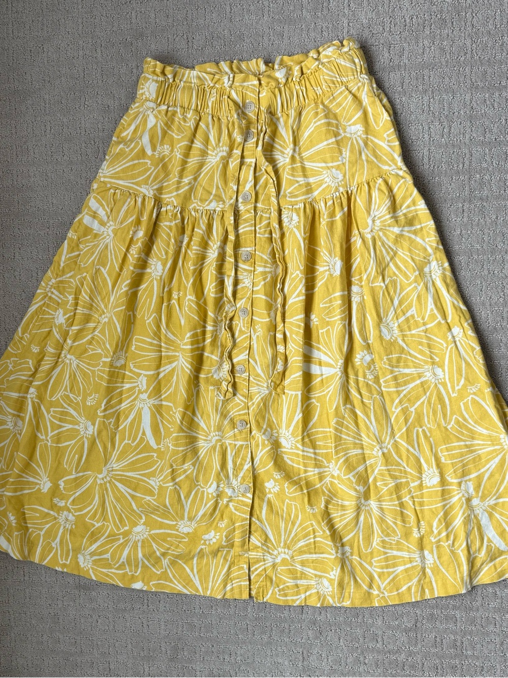 Universal Thread Yellow Floral Button-Front Skirt
